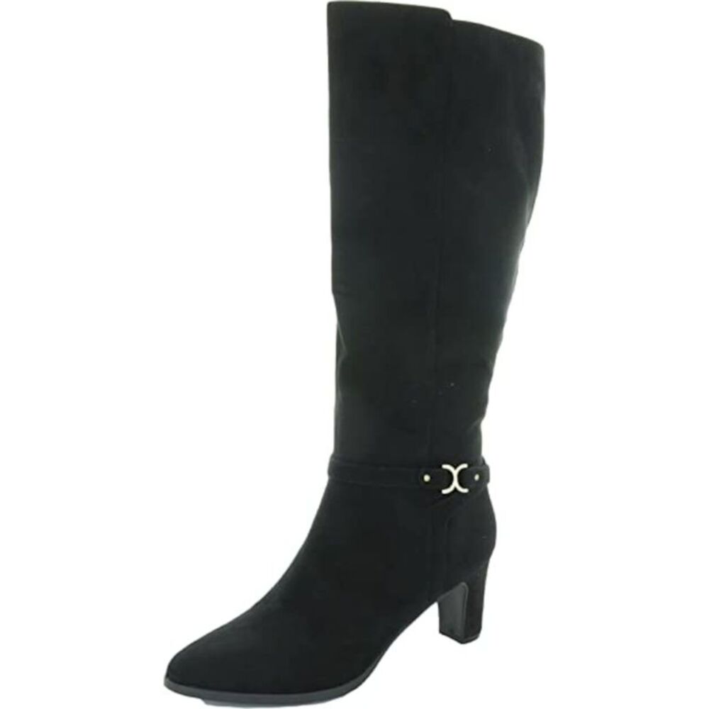CHARTER CLUB Womens Black Hardware Palmaa Almond Toe Block Heel Boots 5.5 M